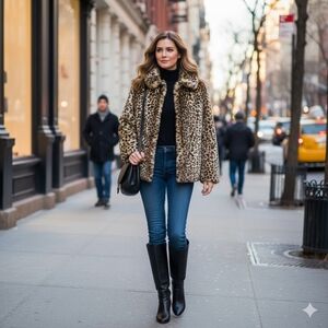 NWOT Faux Leopard Jacket M